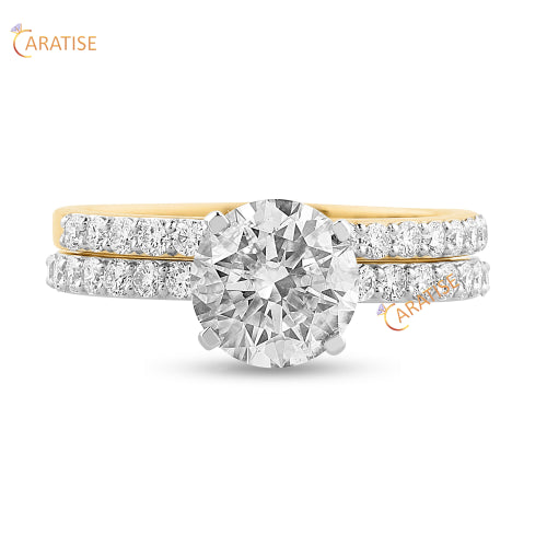 2.06 TDW Round Cut Diamond Ring wit Band 925 Silver