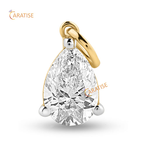1.08 TDW Pear Cut Solitaire Diamond Pendant 925 Silver