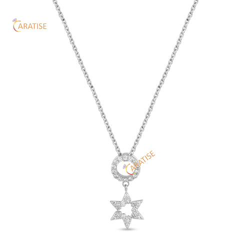 0.17 TDW Round Cut Diamond Custom Pendant With Chain 925 Silver