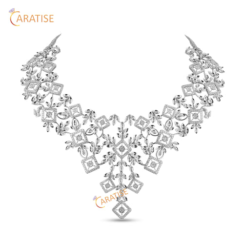 10.39 TDW Round Cut Diamond Necklace 925 Silver