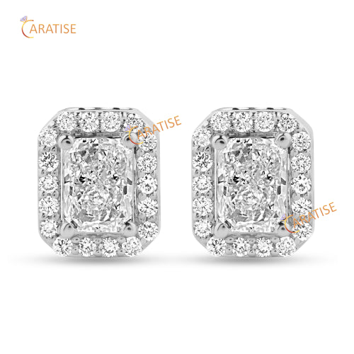 2.71 TDW Radiant And Round Cut Diamond Pendant & Earring 925 Silver