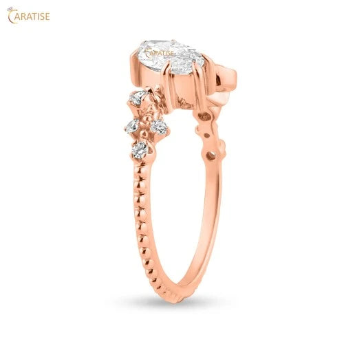 0.996 TDW Marquise & Round Cut Diamond Engagement Ring 925 Silver