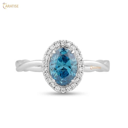 1.07 TDW F.B.Oval & Round Cut Halo Diamond 925 Silver