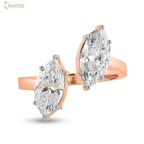 1.64 TDW Marquise Cut Diamond Engagement Ring 925 Silver