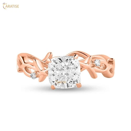 1.62 TDW Cushion & Round Cut Diamond Engagement Ring 925 Silver