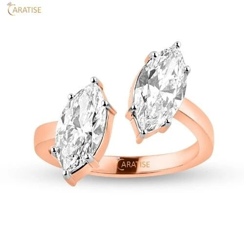 1.64 TDW Marquise Cut Diamond Engagement Ring 925 Silver