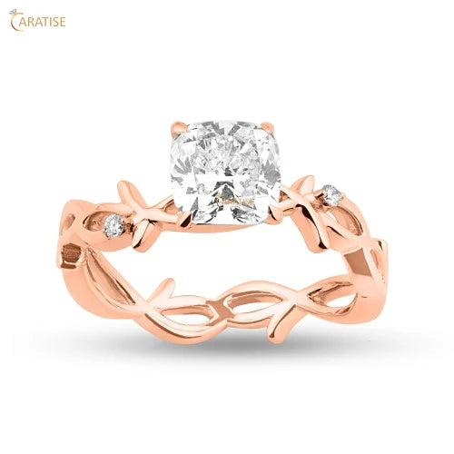 1.62 TDW Cushion & Round Cut Diamond Engagement Ring 925 Silver