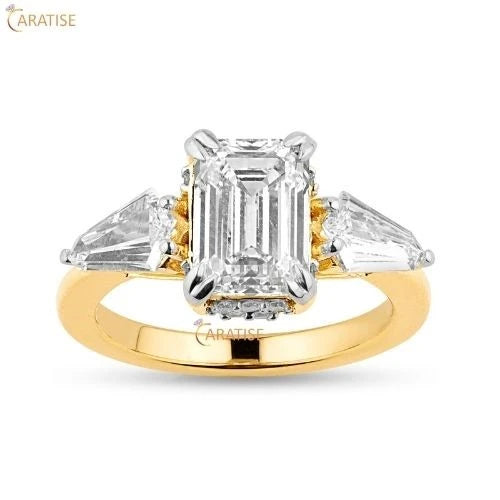 2.28 TDW Emerald, Kite & Round Cut Diamond 925 Silver