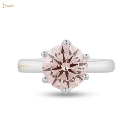 1.90 TDW P.Round Diamond Soliatire Ring 925 Silver