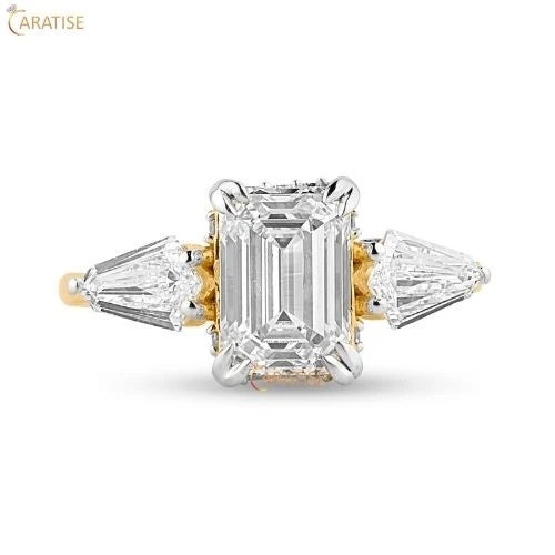 2.28 TDW Emerald, Kite & Round Cut Diamond 925 Silver