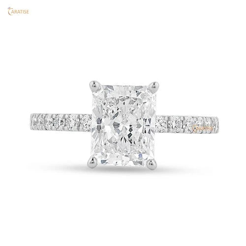 2.81 TDW Radiant & Round Cut Diamond Engagement Ring 925 Silver