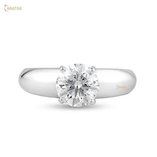 1.62 TDW Round Cut Diamond Solitaire Ring 925 Silver