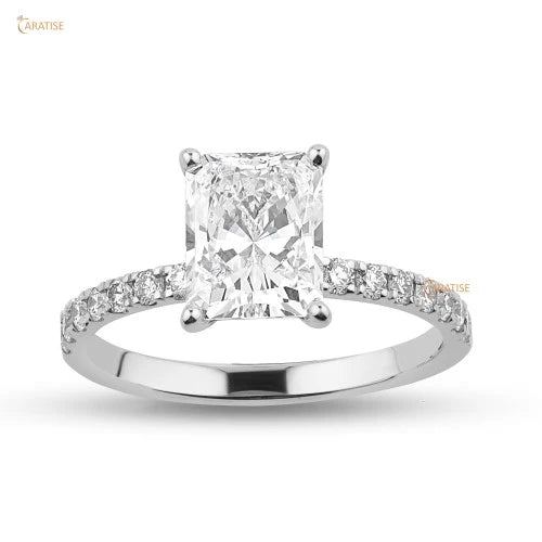 2.81 TDW Radiant & Round Cut Diamond Engagement Ring 925 Silver