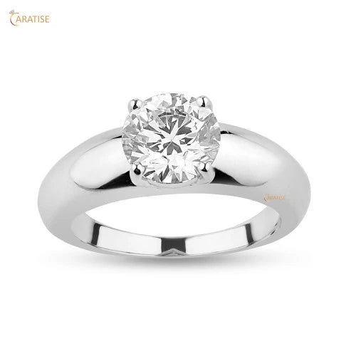 1.62 TDW Round Cut Diamond Solitaire Ring 925 Silver