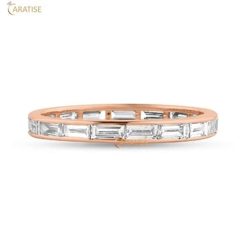 1.36 TDW Baguette Cut Diamond Eternity Band Ring 925 Silver