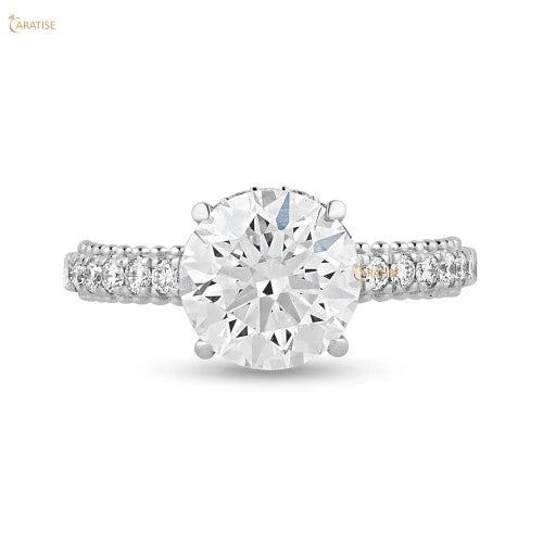 0.93 TDW Round Cut Diamond Engagement Ring 925 Silver