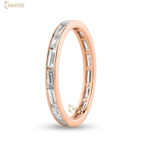 1.36 TDW Baguette Cut Diamond Eternity Band Ring 925 Silver
