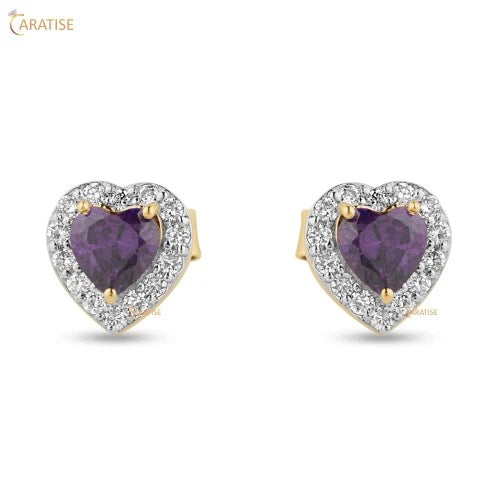 0.72 TDW F.P. Heart Cut Diamond & Round Cut Diamond Earring 925 Silver
