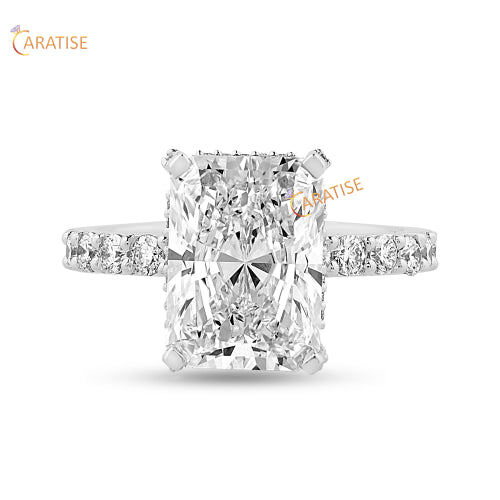 3.90 TDW Radiant & Round Cut Diamond Ring 925 Silver