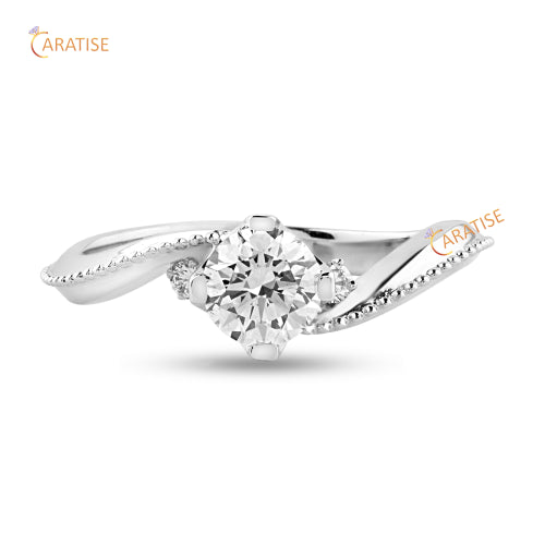 0.71 TDW Round Cut Women's Moissanite Diamond Three Stone Ring 925 Silver