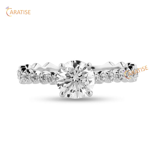 1.08 TDW Round Cut Moissanite Diamond Engagement Ring 925 Silver