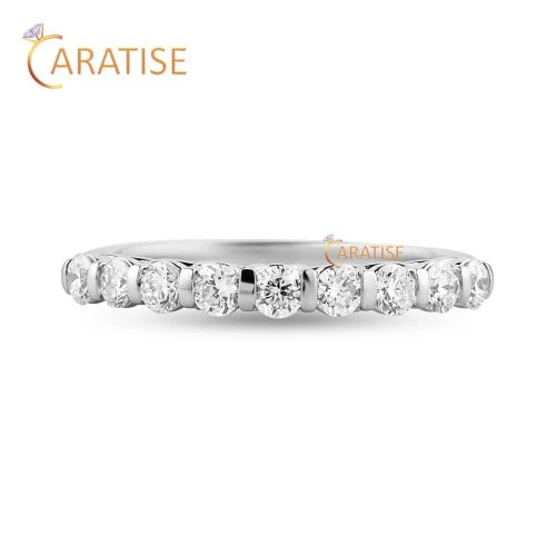 0.70 TDW Round Cut Diamond Eternity Band Ring 925 Silver