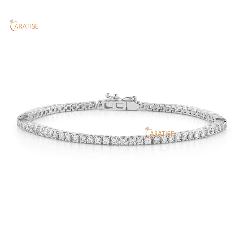 5.20 TDW Round Cut Diamond Bracelet Tennis Bracelet 925 Silver