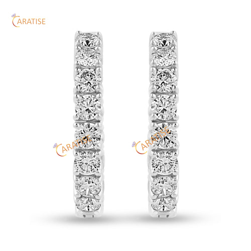 1.76 TDW Round Cut Diamond Earring 925 Silver