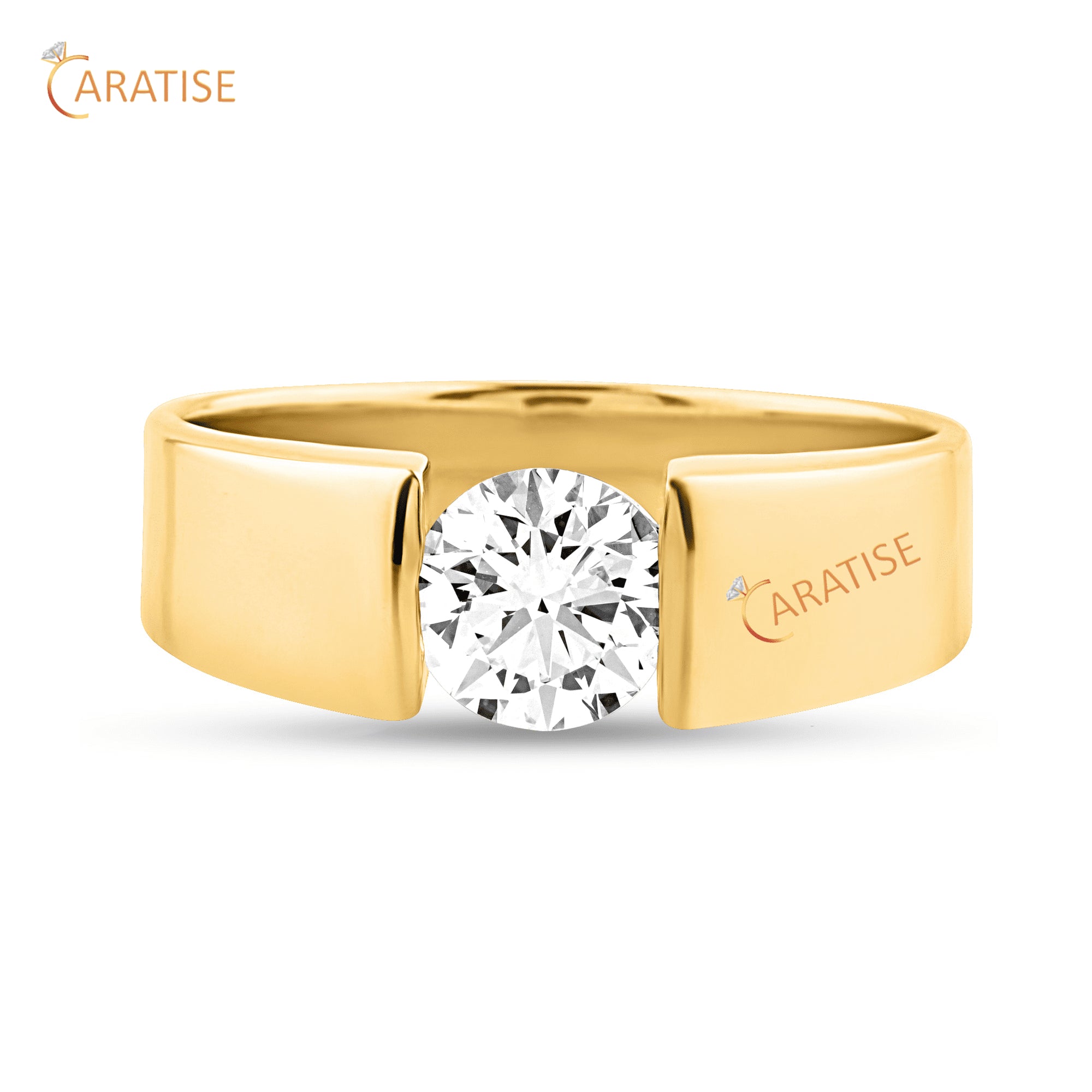 1.40 TDW Round Cut Moissanite Diamond Men's Ring 925 Silver