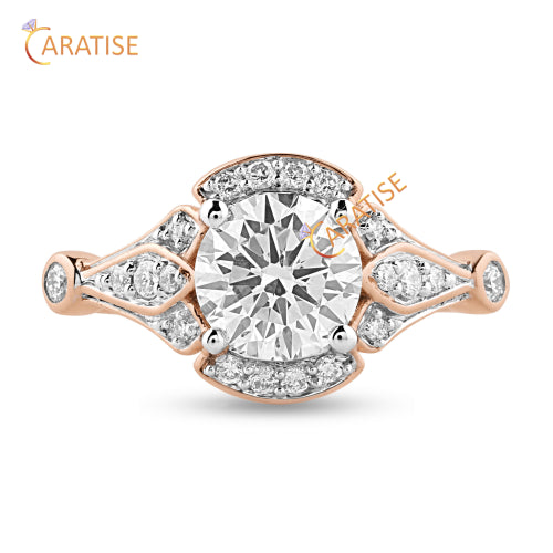 1.51 TDW Round Cut Moissanite Diamond Halo Ring 925 Silver