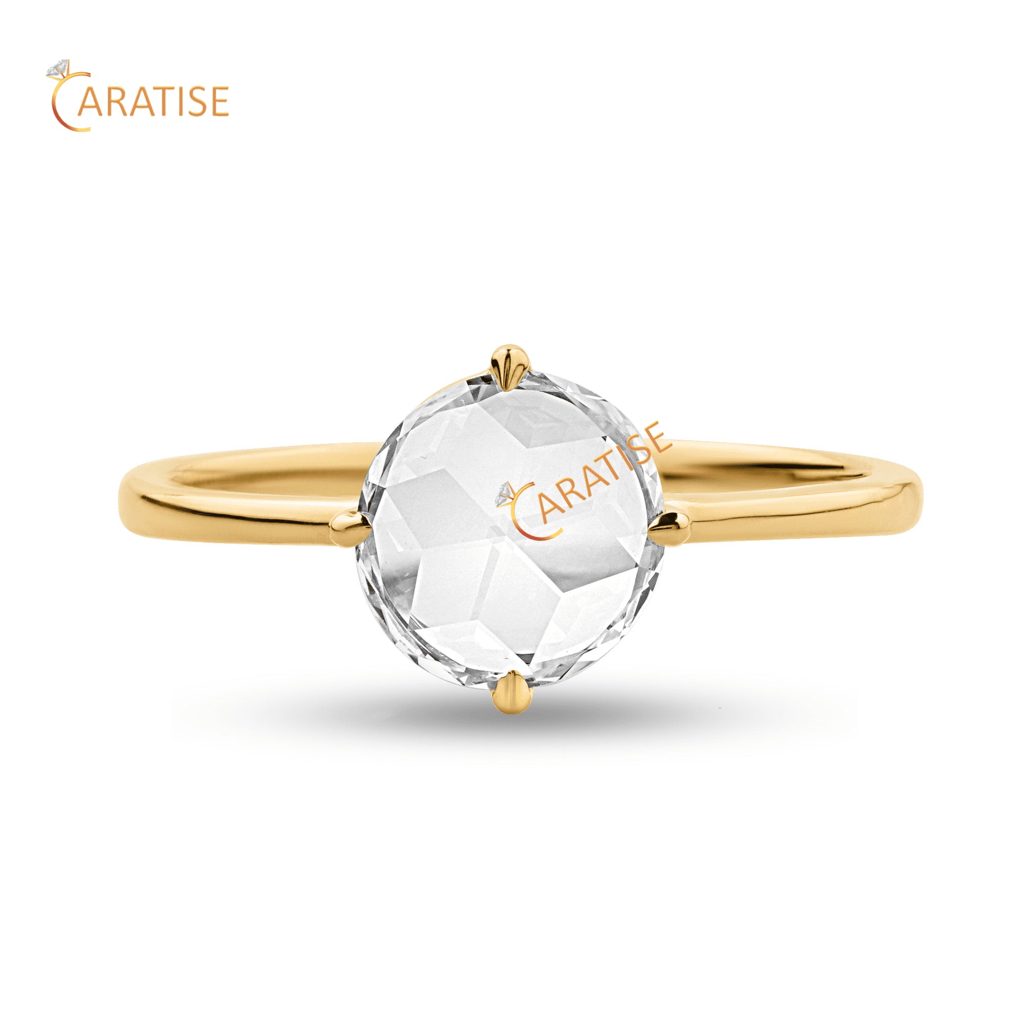 0.78 TDW Rose Cut Moissanite Diamond Solitaire Ring 925 Silver