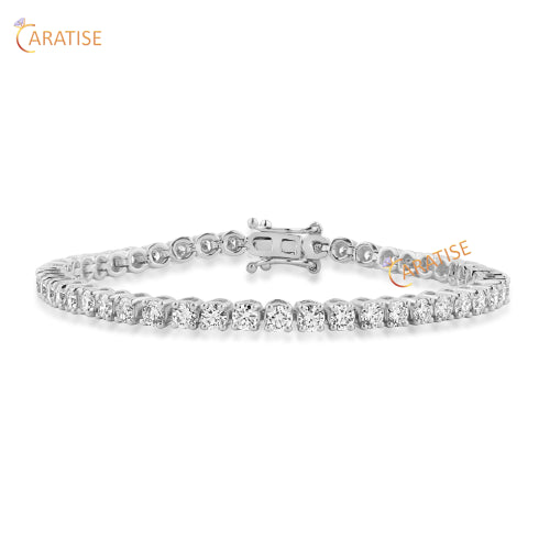 9.14 TDW Round Cut Diamond Tennis Bracelet 925 Silver