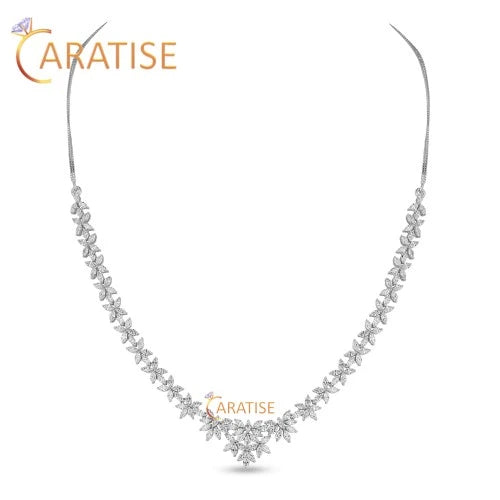 5.22 TDW Marquise Cut Diamond Necklace 925 Silver