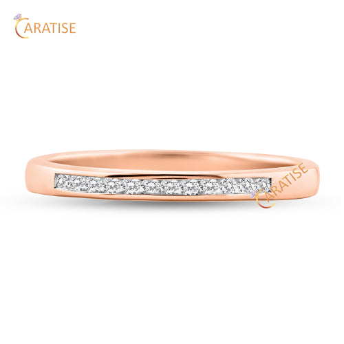 0.10 TDW Round Cut Moissanite Diamond Band Ring 925 Silver