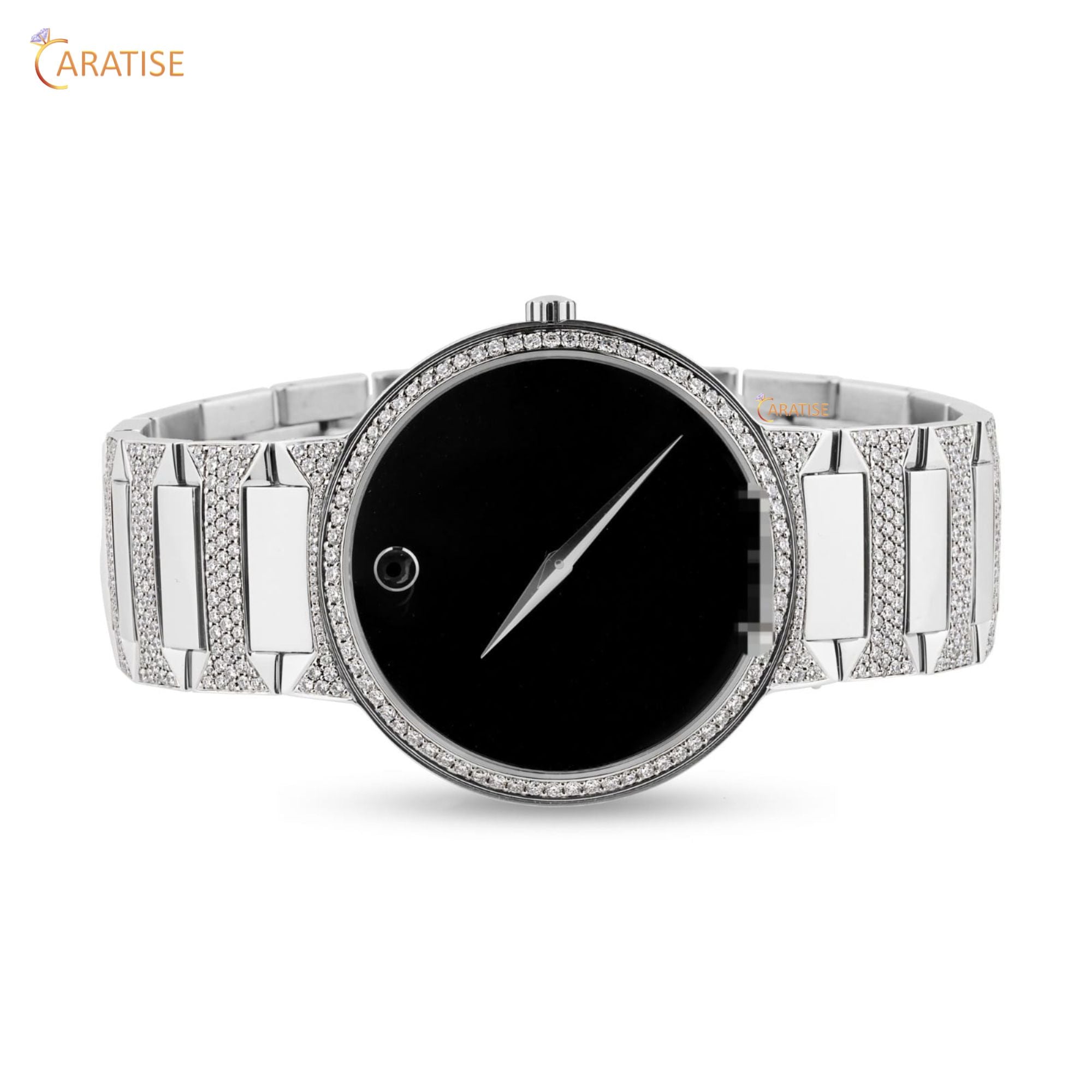 3.40 TDW Round Cut Diamond Watch | Stainless Steel | Moissanite Diamond | Glamorous Diamond Watch | EF-VS Color