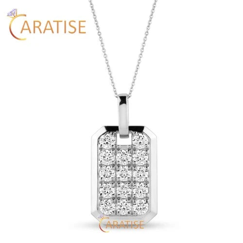 4.20 TDW Round Brilliant Cut Diamond Custom Pendant With Chain 925 Silver