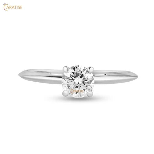 0.80 TDW Round Cut Solitaire Solitaire Diamond Ring 925 Silver