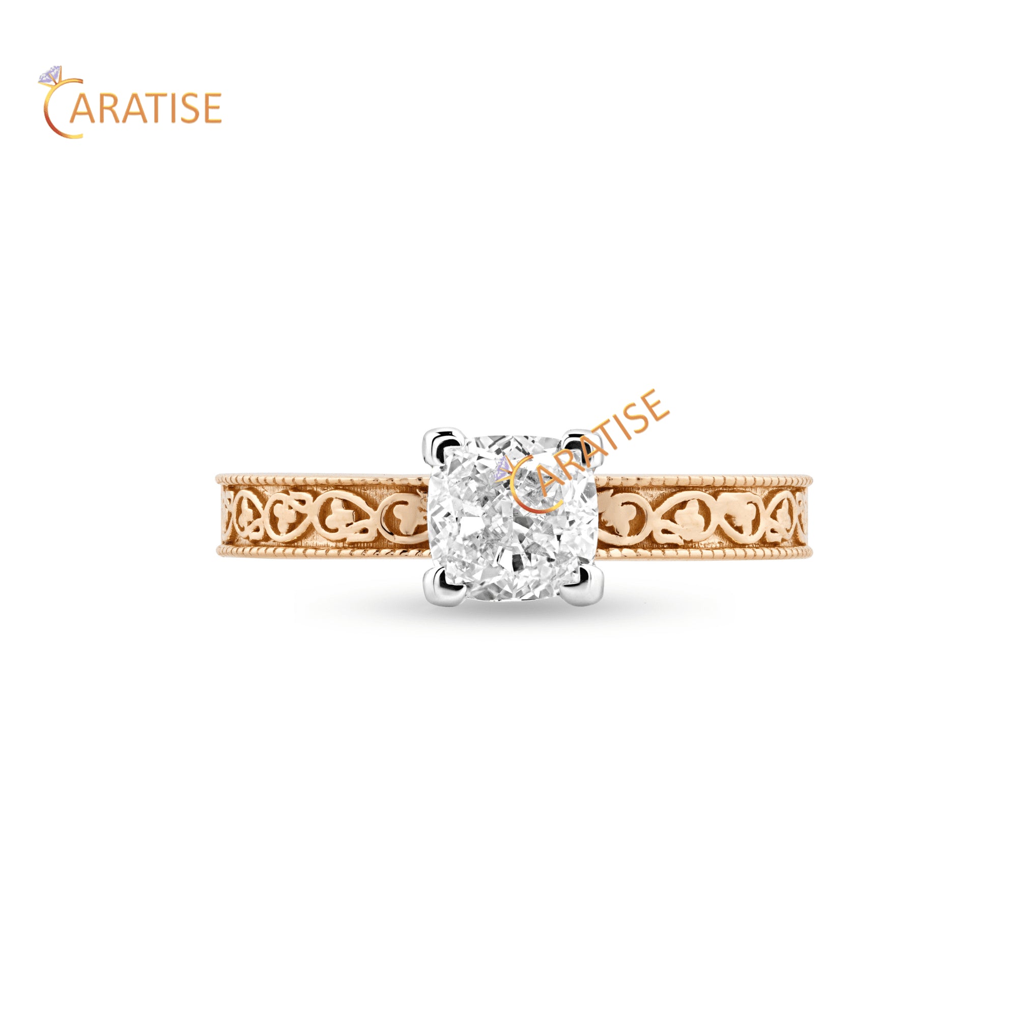 1.00 TDW Cushion Cut Moissanite Diamond Solitaire Ring 925 Silver