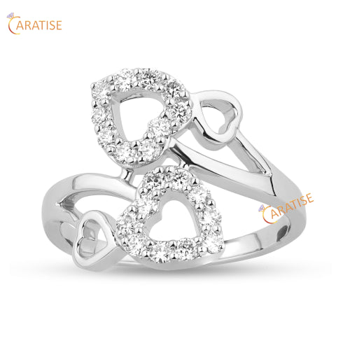 0.37 TDW Round Cut Moissanite Diamond Ring 925 Silver