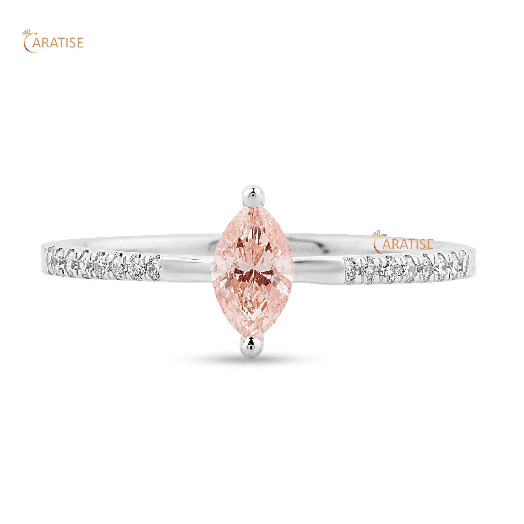 0.352 TDW F.P.Marquies And Round Cut Moissanite Diamond Engagement Ring 925 Silver