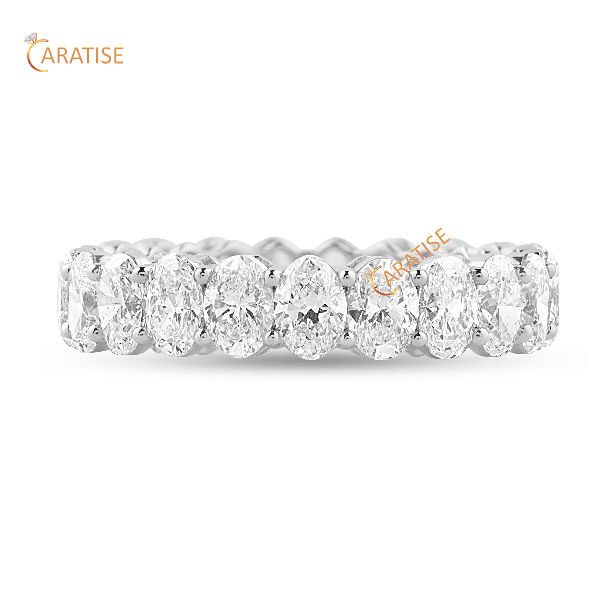 2.62 TDW Oval Cut Diamond Eternity Band Ring 925 Silver