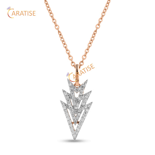 0.42 TDW Round Cut Diamond Custom Pendant With Chain 925 Silver