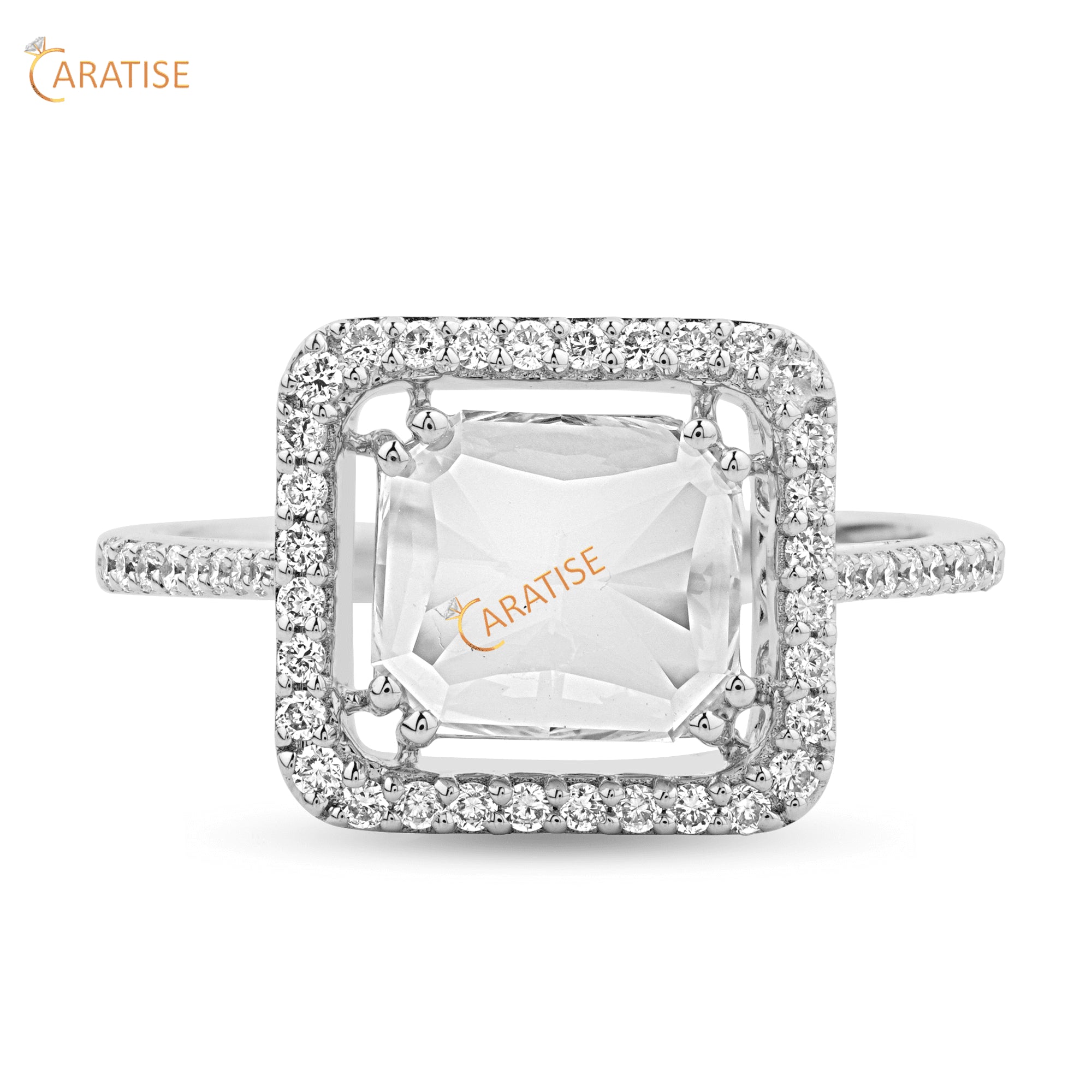 1.09 TDW Rose Cut & Round Moissanite Diamond Engagement Ring 925 Silver