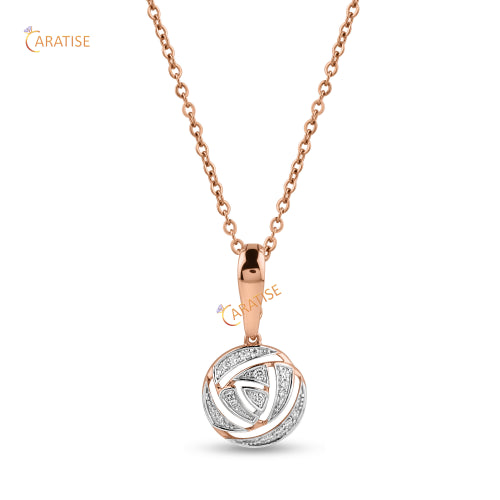 0.12 TDW Round Cut Diamond Custom Pendant With Chain 925 Silver