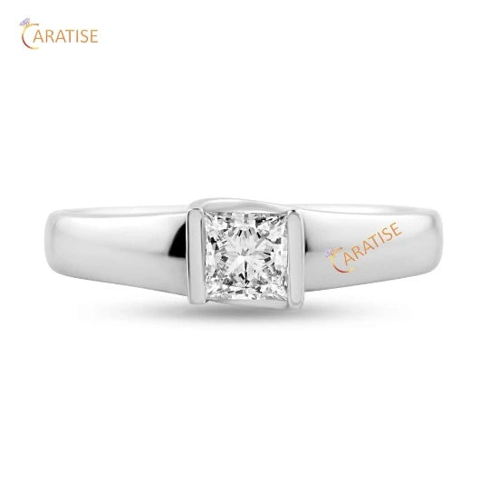 0.50 TDW Princess Diamond Ring Solitaire 925 Silver