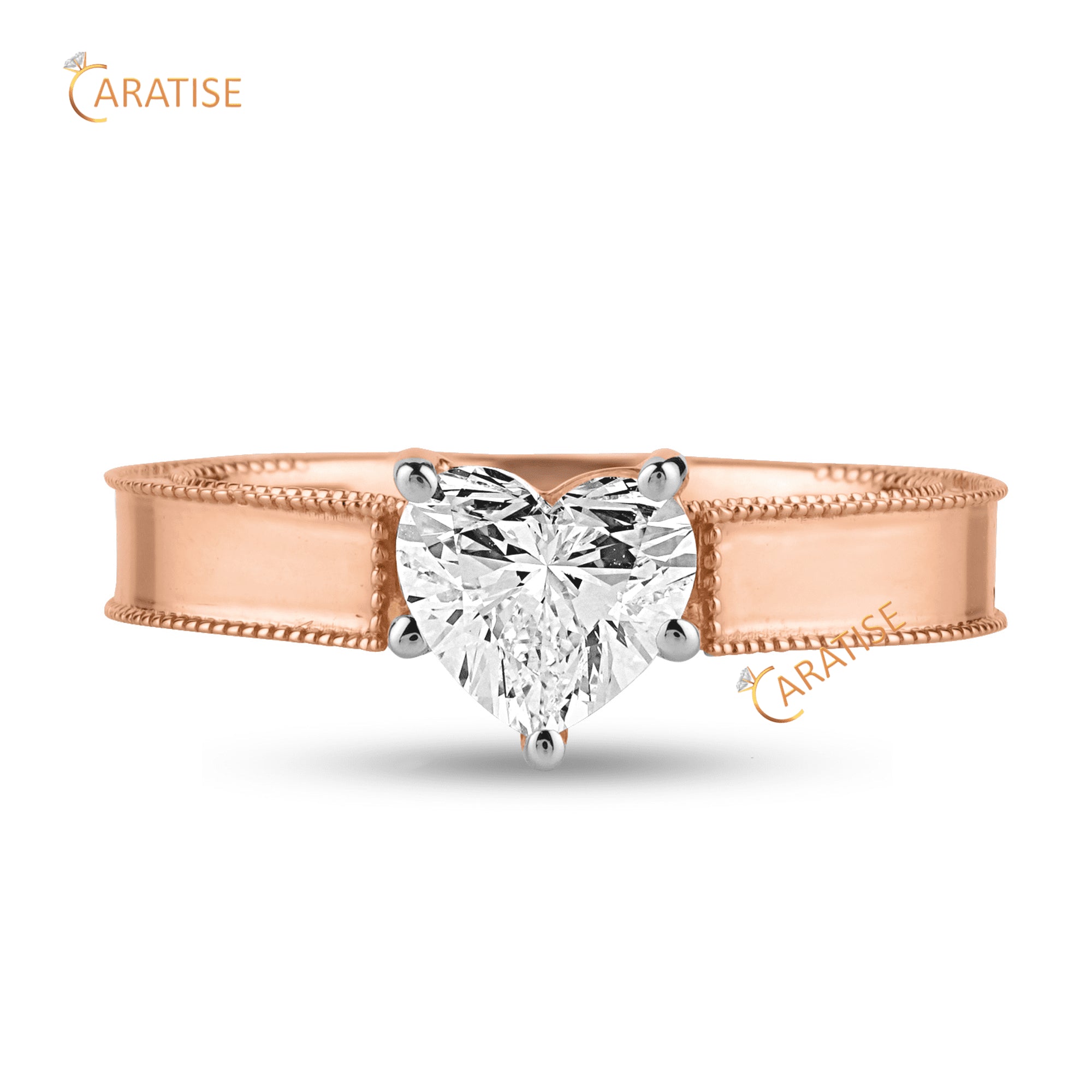 1.22 TDW Heart Cut Moissanite Diamond SolitaireRing 925 Silver