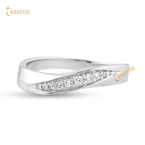 0.10 TDW Round Cut Moissanite Diamond Band Ring 925 Silver