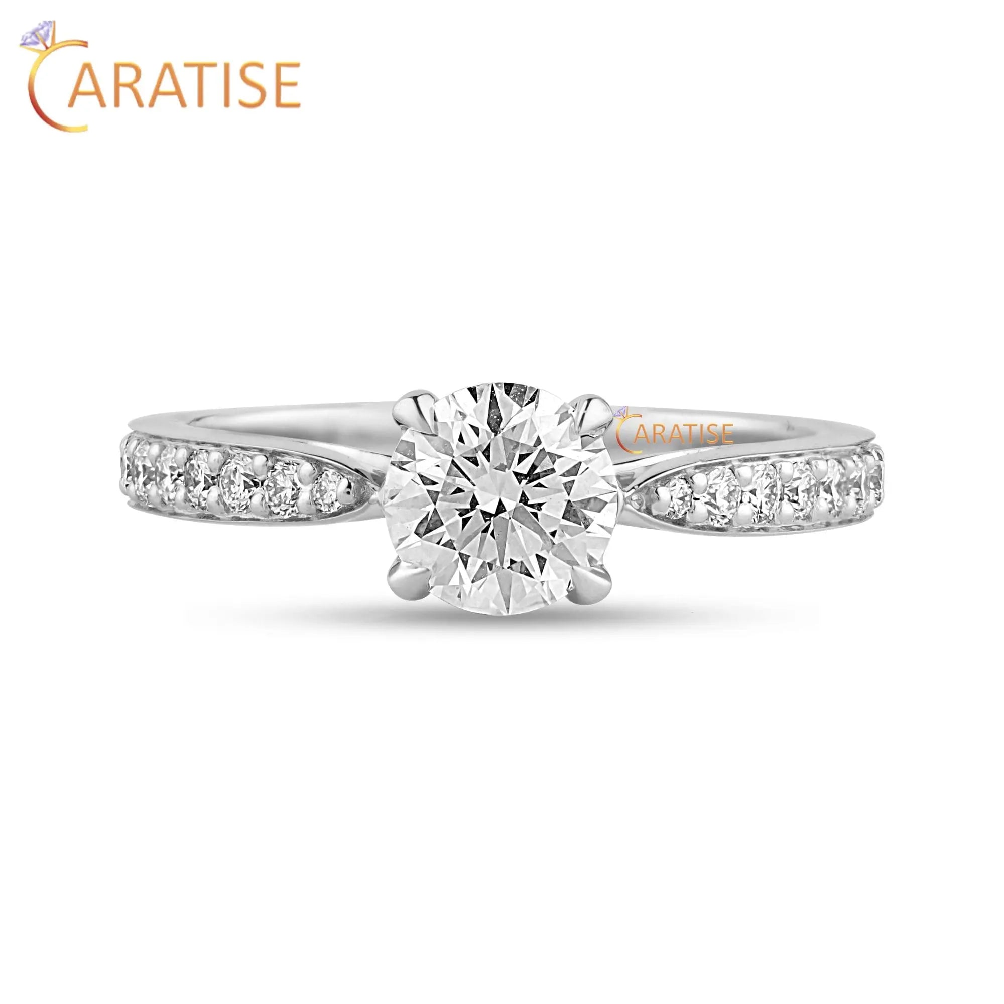 0.92 TDW Round Cut Diamond Engagement Ring 925 Silver