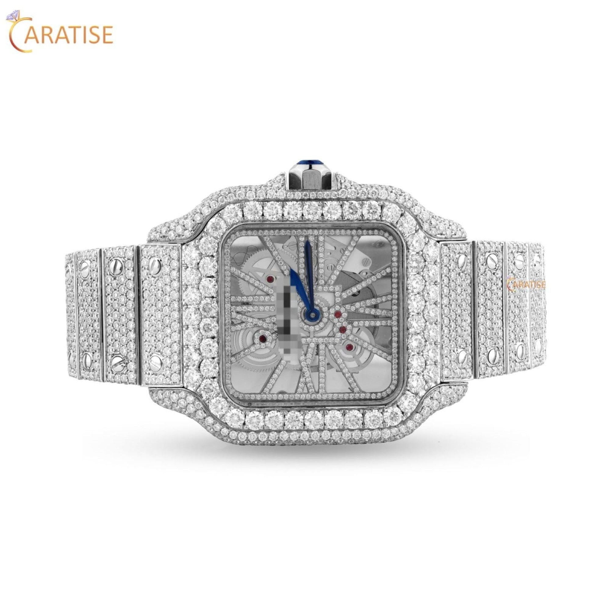 20.81 TDW Round Cut Moissanite Diamond Watch Stainless Steel