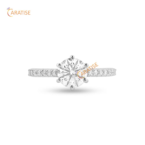 1.19 TDW Round Cut Moissanite Diamond Engagement Ring 925 Silver